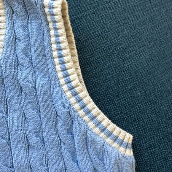 Vintage-Inspired Blue Cable Knit Sweater Vest – J. Galt Shanghai - Picture 5 of 7